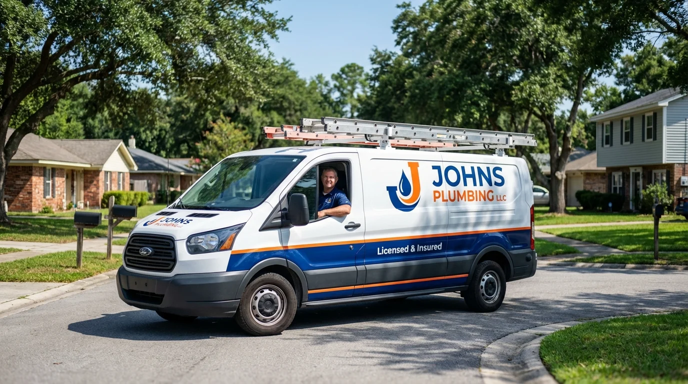 Johns Plumbing LLC service van in Sheffield, PA